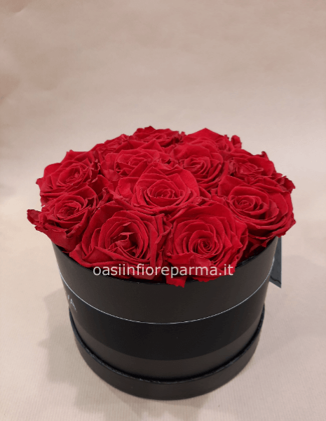 Scatola con rose stabilizzate